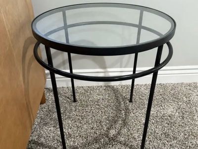Round Metal & Glass End Table