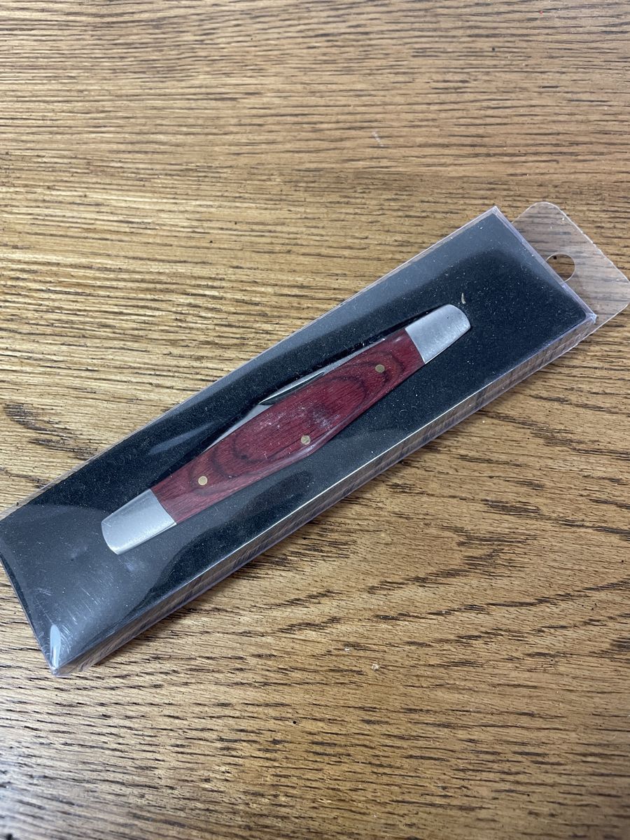 Red wood pocket knife
