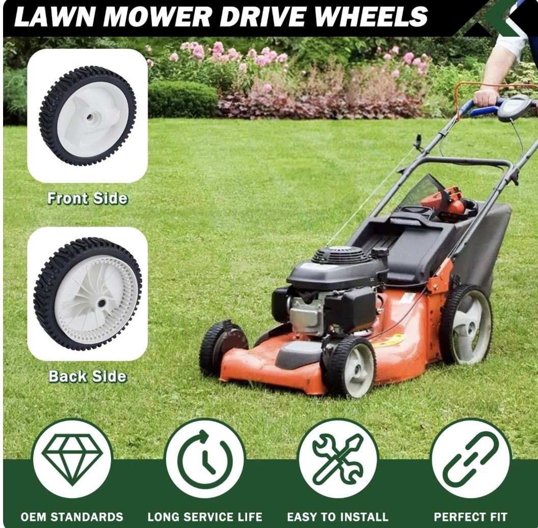 Lawn Mower Drive Wheels - 8" x 6-1/4" - OEM Standard Replacement Set