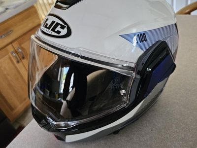 HJC i100 Modular Motorcycle Helmet Size Medium M 57-58 White Blue ECE R22.06