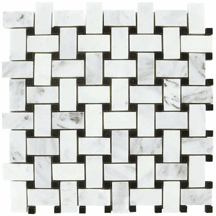 Carrara (Carrera) Venato 1x2" Basketweave Honed Mosaic Tile