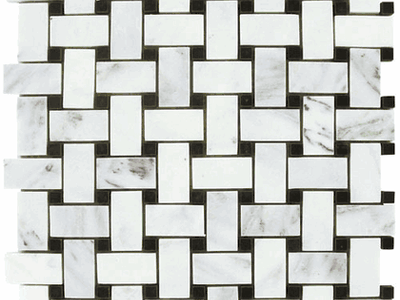 Carrara (Carrera) Venato 1x2" Basketweave Honed Mosaic Tile