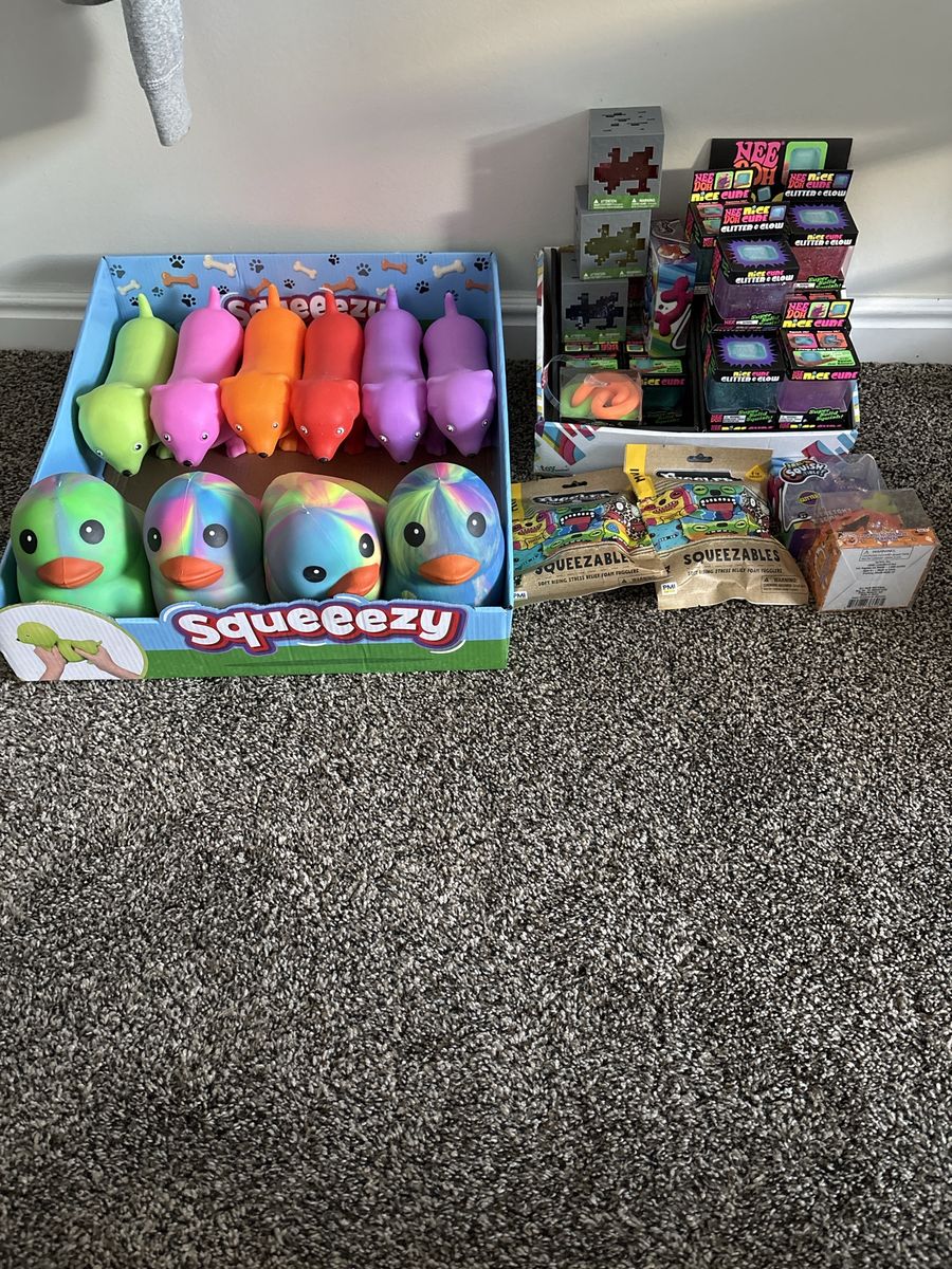 Sensory Toys Bulk Lot - NeeDoh Nice Cube, Squeeezy Ducks, Fuggler Squeezables & More