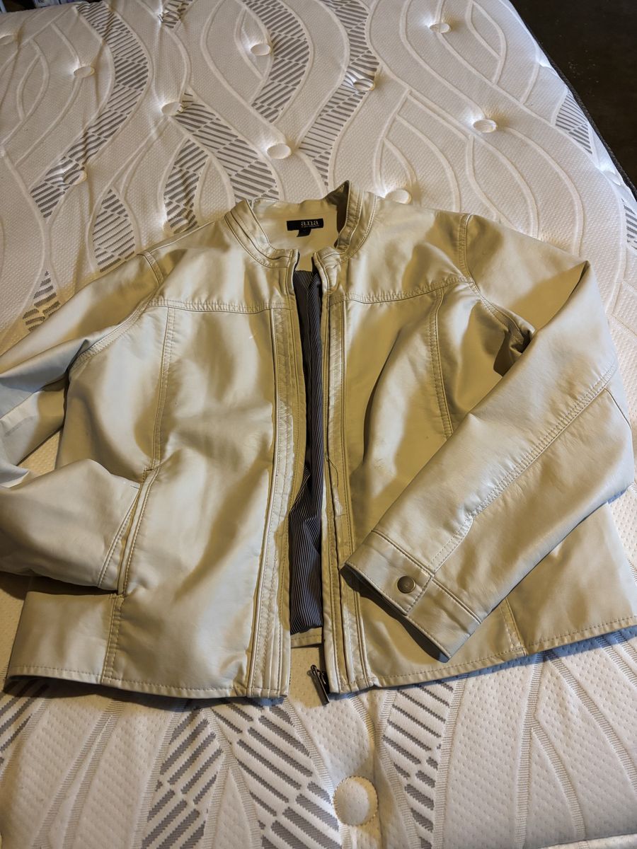 Off-white faux Leather Jacket, XL