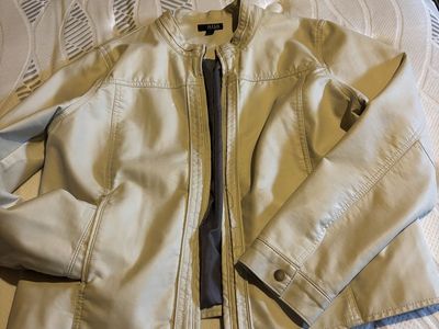 Off-white faux Leather Jacket, XL