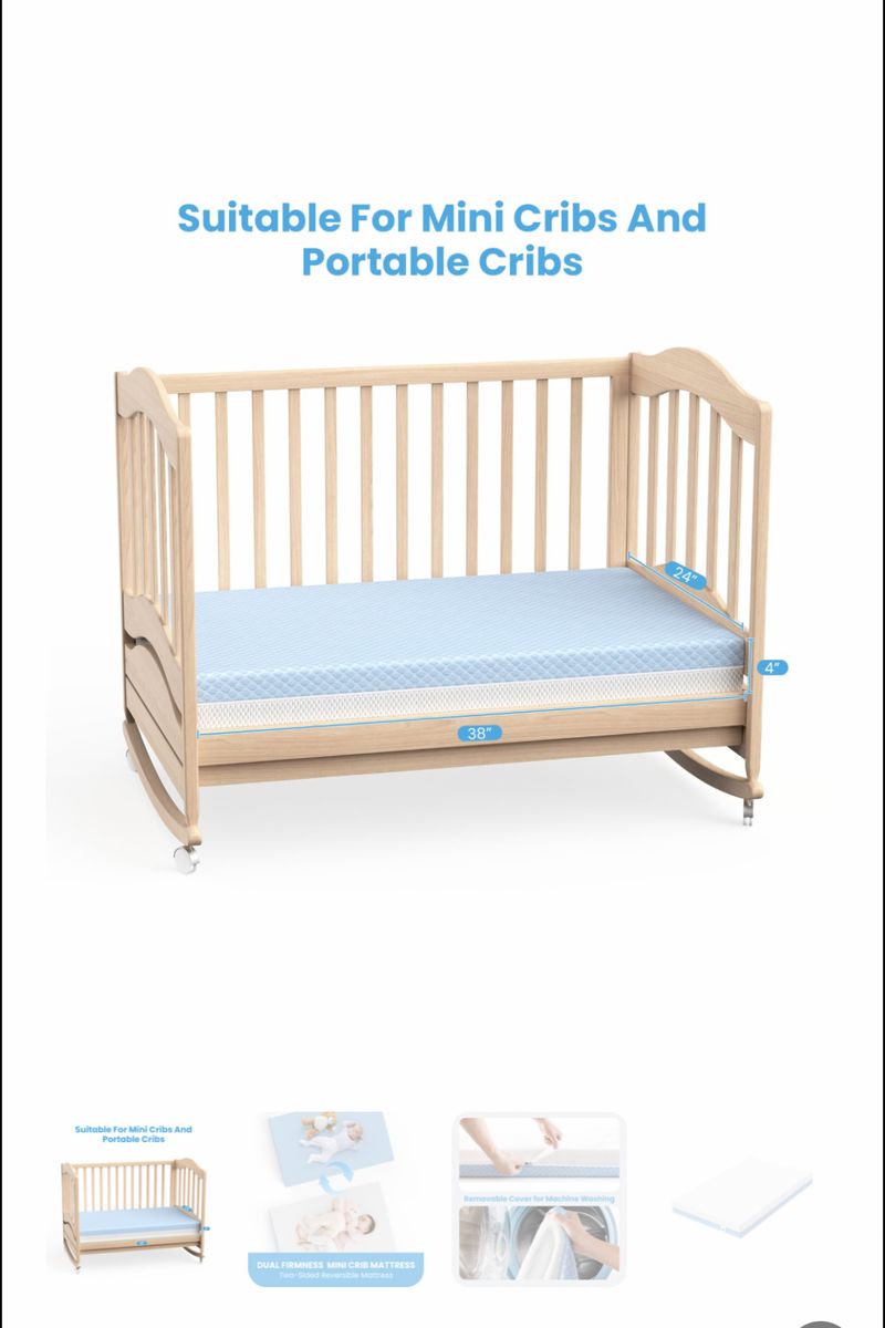 Gel memory foam mini crib mattress