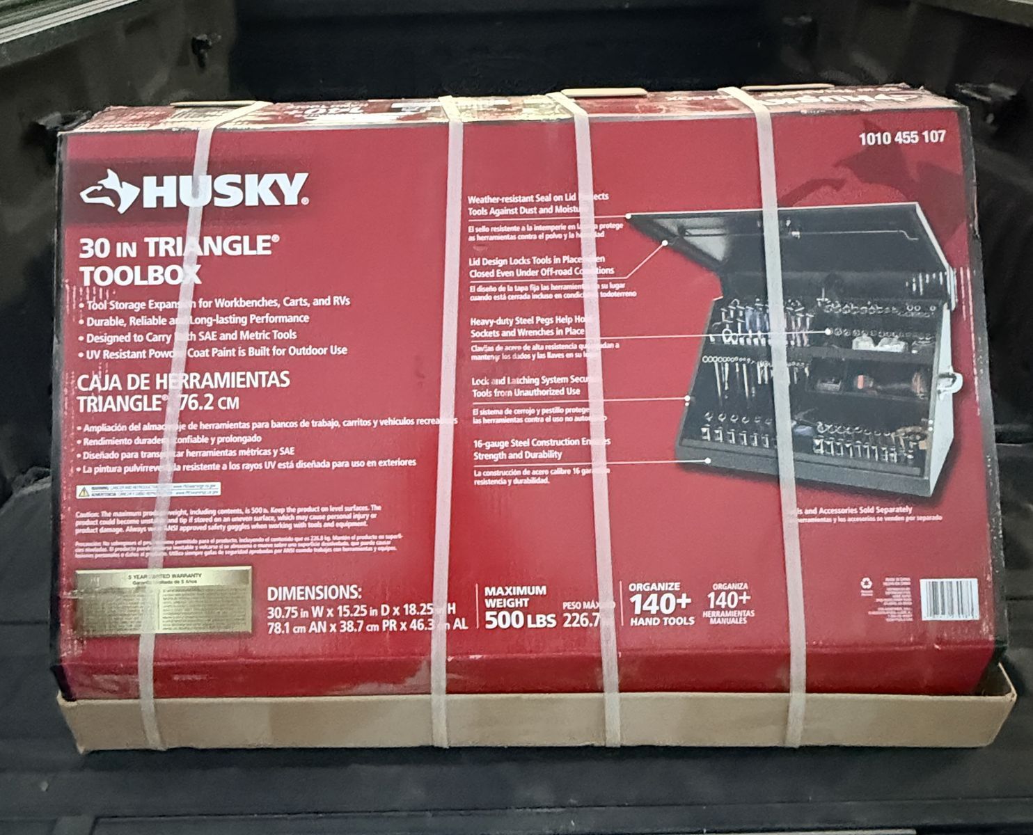 NEW HUSKY Heavy Duty 30 inch Steel Portable Triangle Top Chest Tool Storage