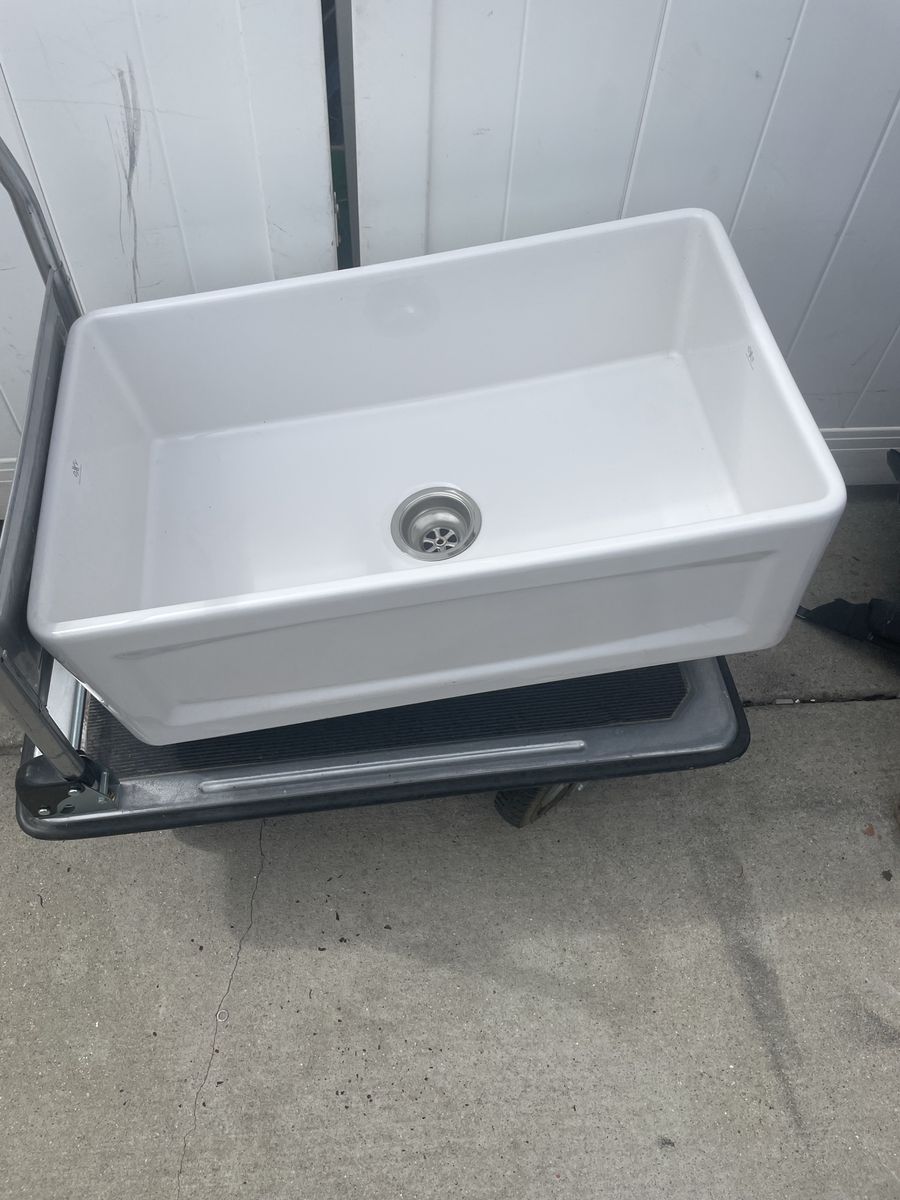 DXV American Standard White Farmhouse Kitchen Sink - Single Basin, Fireclay Apron Front
