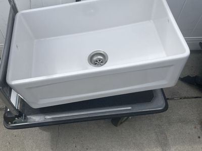 DXV American Standard White Farmhouse Kitchen Sink - Single Basin, Fireclay Apron Front