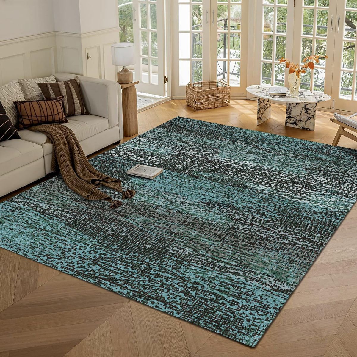 NEW 9x12 Modern Abstract Contemporary Green Teal