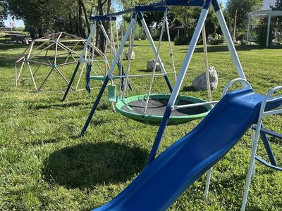 Swing set and jungle gym