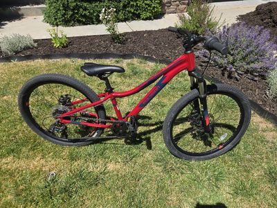 Polygon Relic 24 inch Mountain Bike - Red/Blue Hardtail, Kids' Bicycle