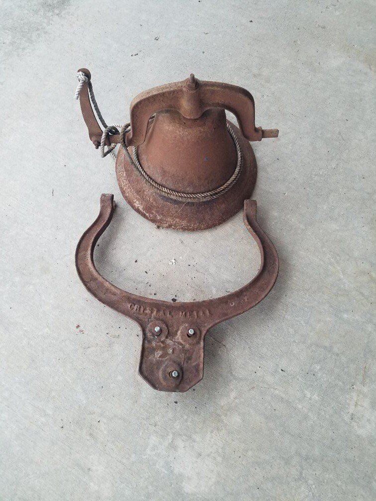 Antique Number 2 Cast Iron School Bell and Yoke