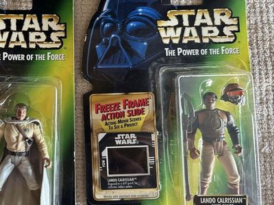 90’s Star Wars The Power of the Force Lando Calrissian Skiff Guard Green Card “Freeze Frame” Action Figure.