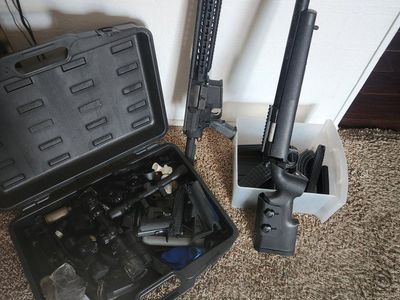 Airsoft Gun & Gear Lot - Rifles, Pistol, Scopes, Magazines & Hard Case