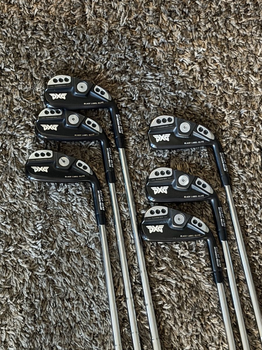 PXG GEN 5 XP Black Label Elite Iron Set (5-GW) & Battle Ready BlackjackPutter with Stand Bag - Black/Green Tropical Pattern