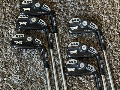 PXG GEN 5 XP Black Label Elite Iron Set (5-GW) & Battle Ready BlackjackPutter with Stand Bag - Black/Green Tropical Pattern