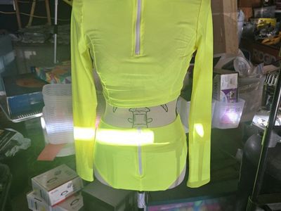 Neon Yellow Two-Piece Crop Top & Mini Skirt Set - Size Small