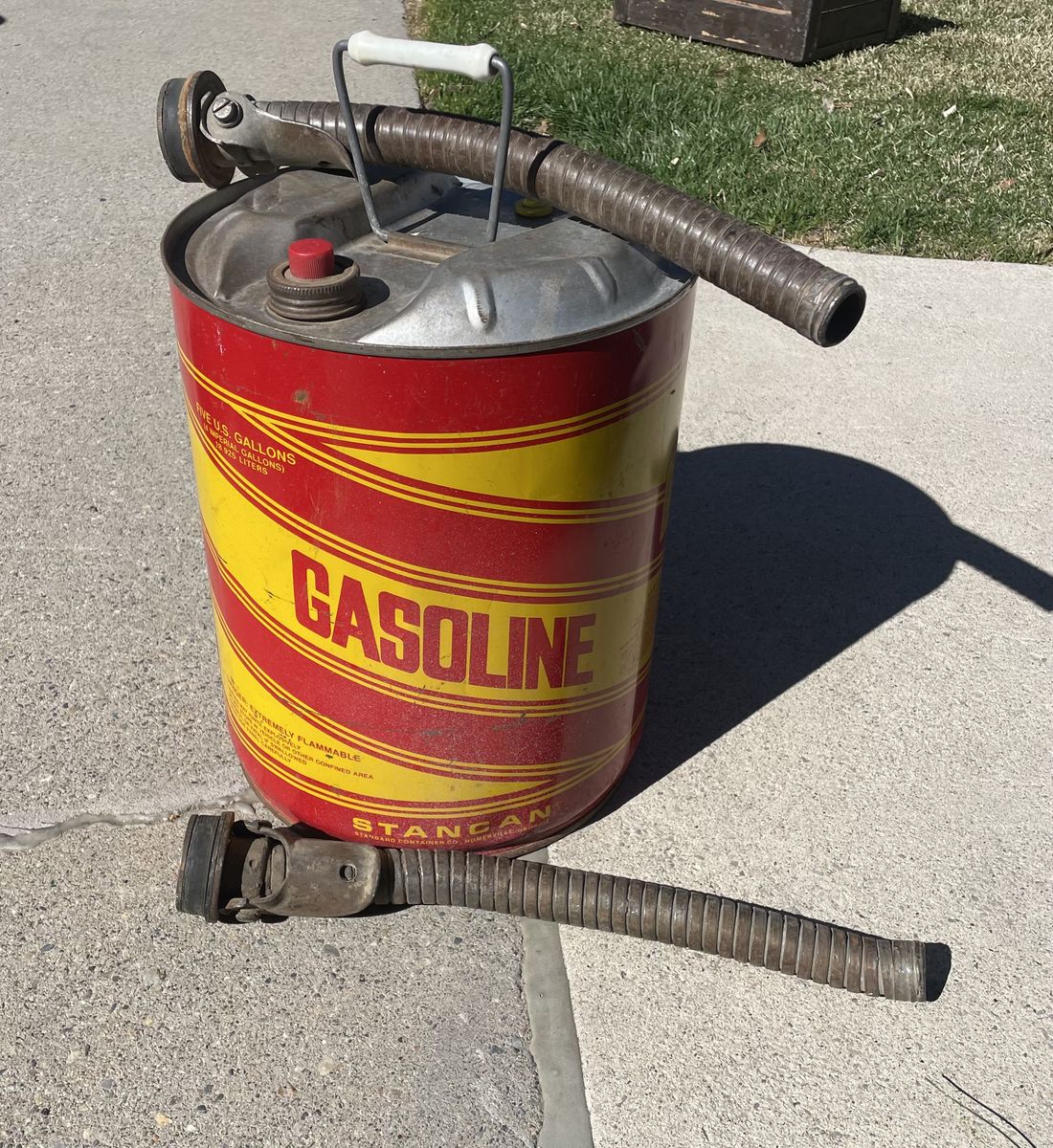 Vintage Stancan 5 Gallon Gas Can W/Spout