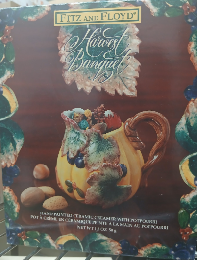 Fitz and Floyd Harvest Banquet Hand-Painted Ceramic Creamer with Potpourri 1.8 oz