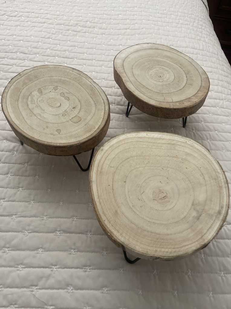 3 Decorative Wood Stands