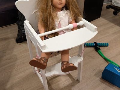 Our Generation Doll with White Wooden High Chair