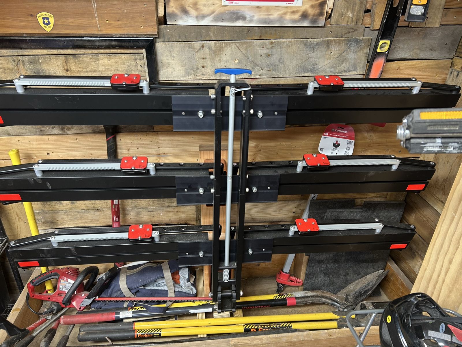 1 up bike rack with three trays.