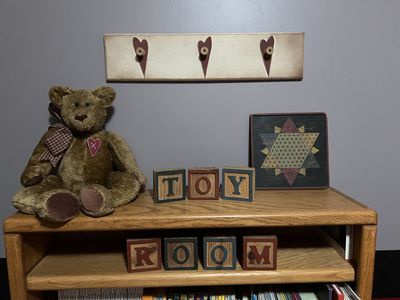 TOY ROOM Decor Set, Teddy Bear, Rustic Blocks, Art