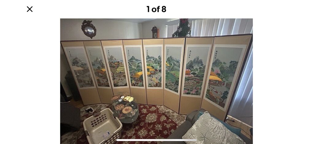8 Panel Asian Chinese Korean Silk Privacy Screen