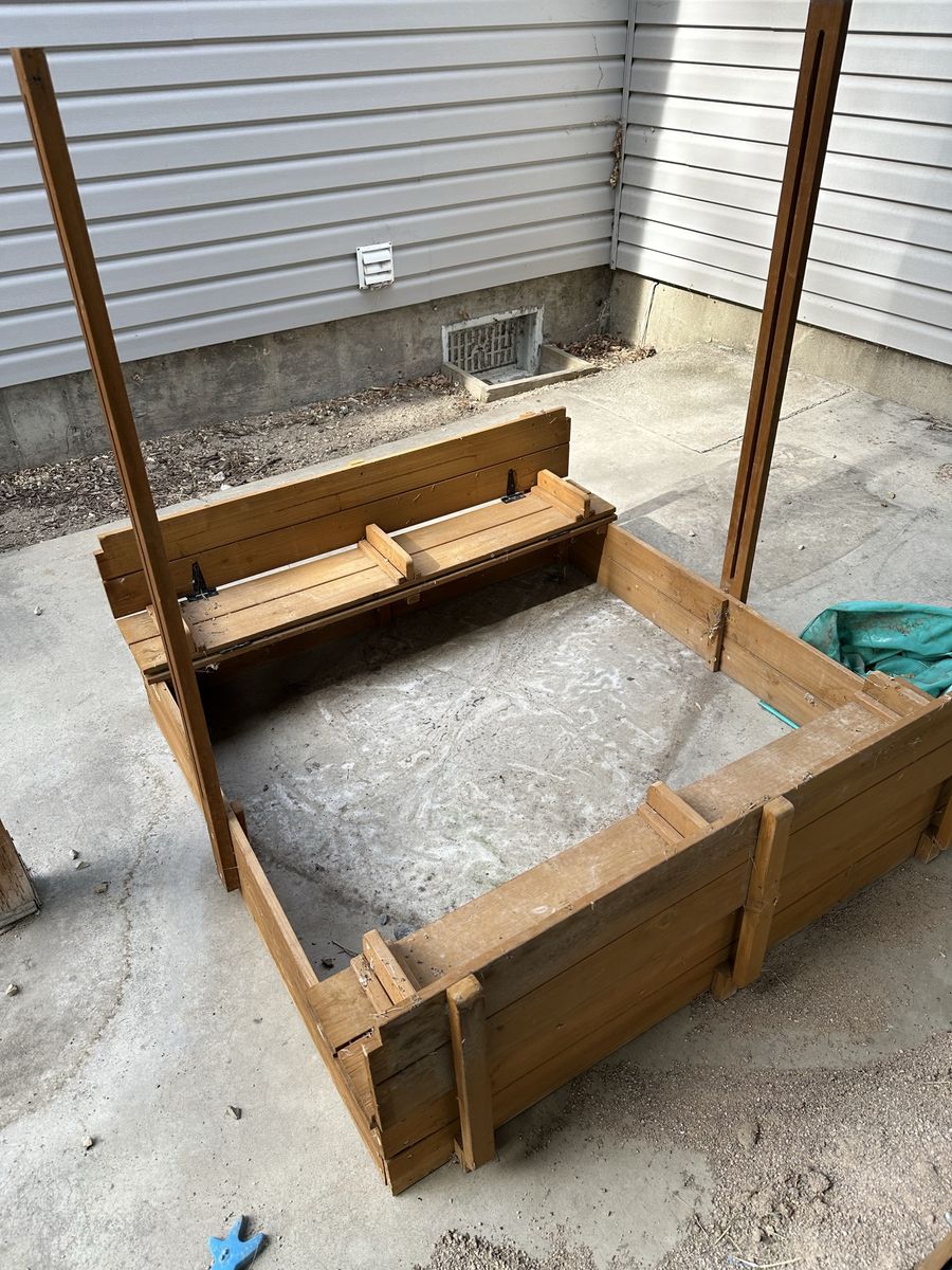 Wooden Sandbox with Canopy