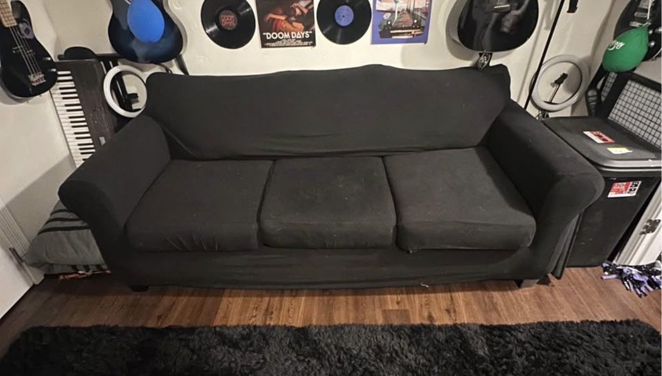 3 Seat Couch, With Black Couch Cover
