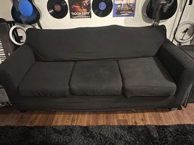 3 Seat Couch, With Black Couch Cover