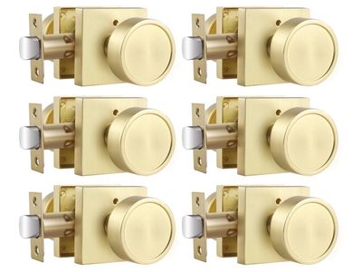 NEW! Gold Door Knobs Interior 6 Pack