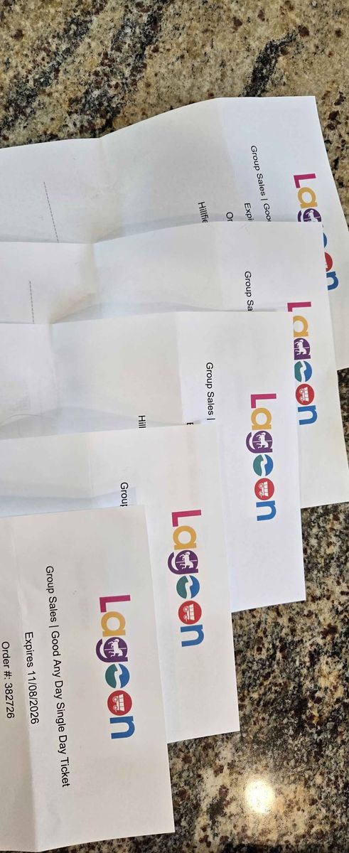Lagoon Amusement Park Admission Tickets - 5 Good Any Day Tickets