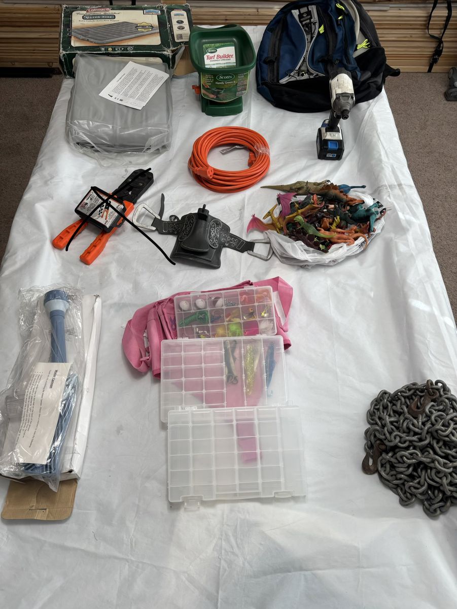 $10 Storage Unit Sale Fishing Gear Drill Sprayer