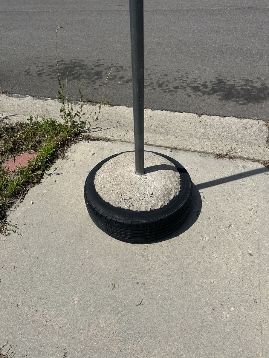 DIY Tire & Concrete Pole Stand Base for Umbrellas or Flags - Heavy Duty Stability most recently used for tetherball and baseball