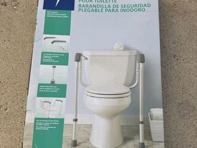 Medline Foldable Toilet Safety Rail - Adjustable Height, Comfortable Grips - Fits Standard Toilets