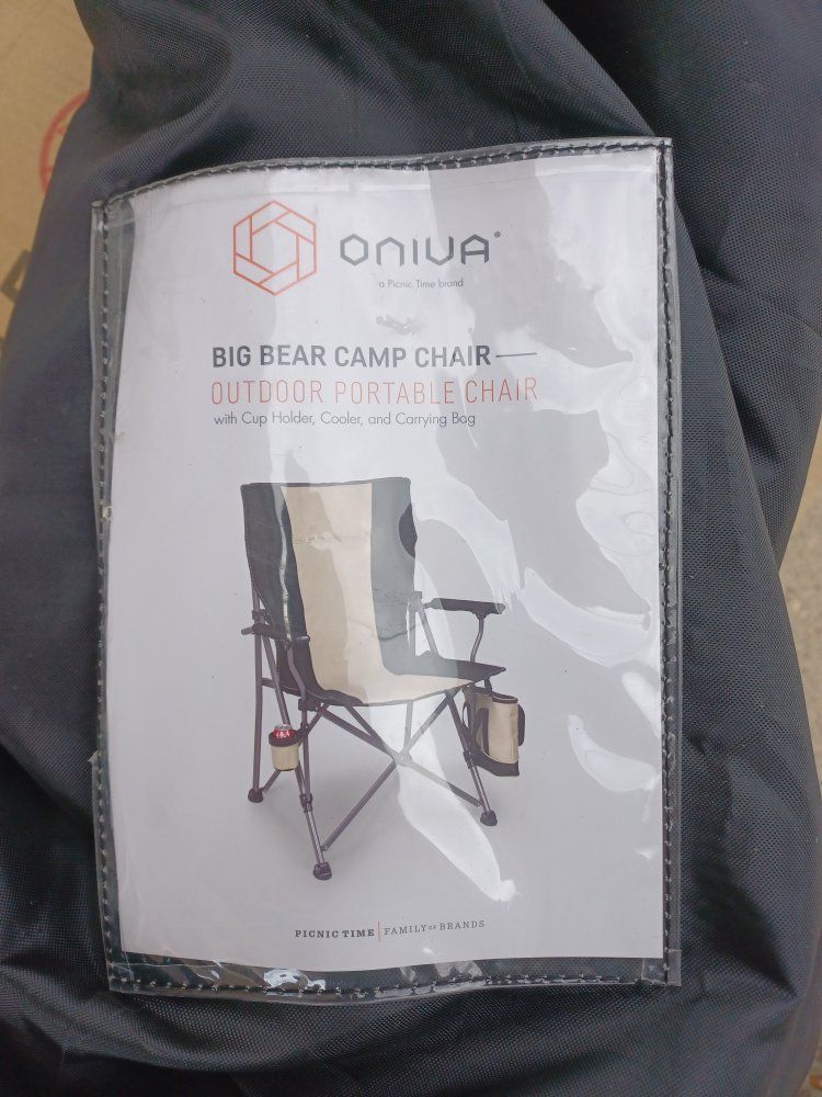 ONIVA Big Bear Portable Outdoor Camp Chair with Cup Holder, Cooler, & Carrying Bag