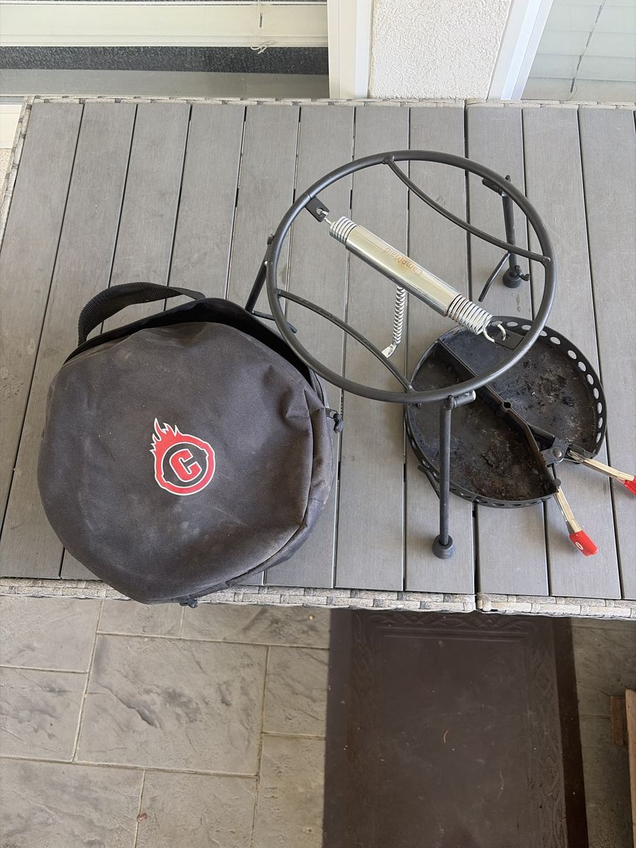 CampMaid Outdoor Dutch Oven charcoal and lid holder with Carry Bag