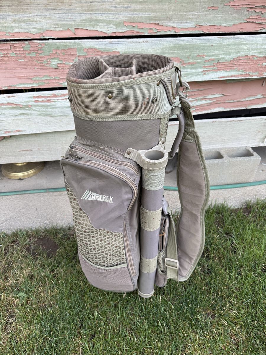 Datrek Golf Cart Bag Khaki Tan Canvas 6-Way Divider Putter Well Shoulder Strap