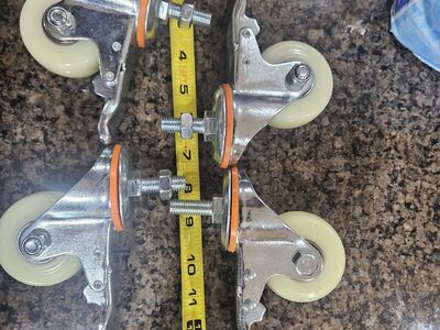 2 1/2 inch casters. 7/16 stems