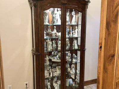 Solid cherry/Walnut Full Lit, Mirror Glass Shelves