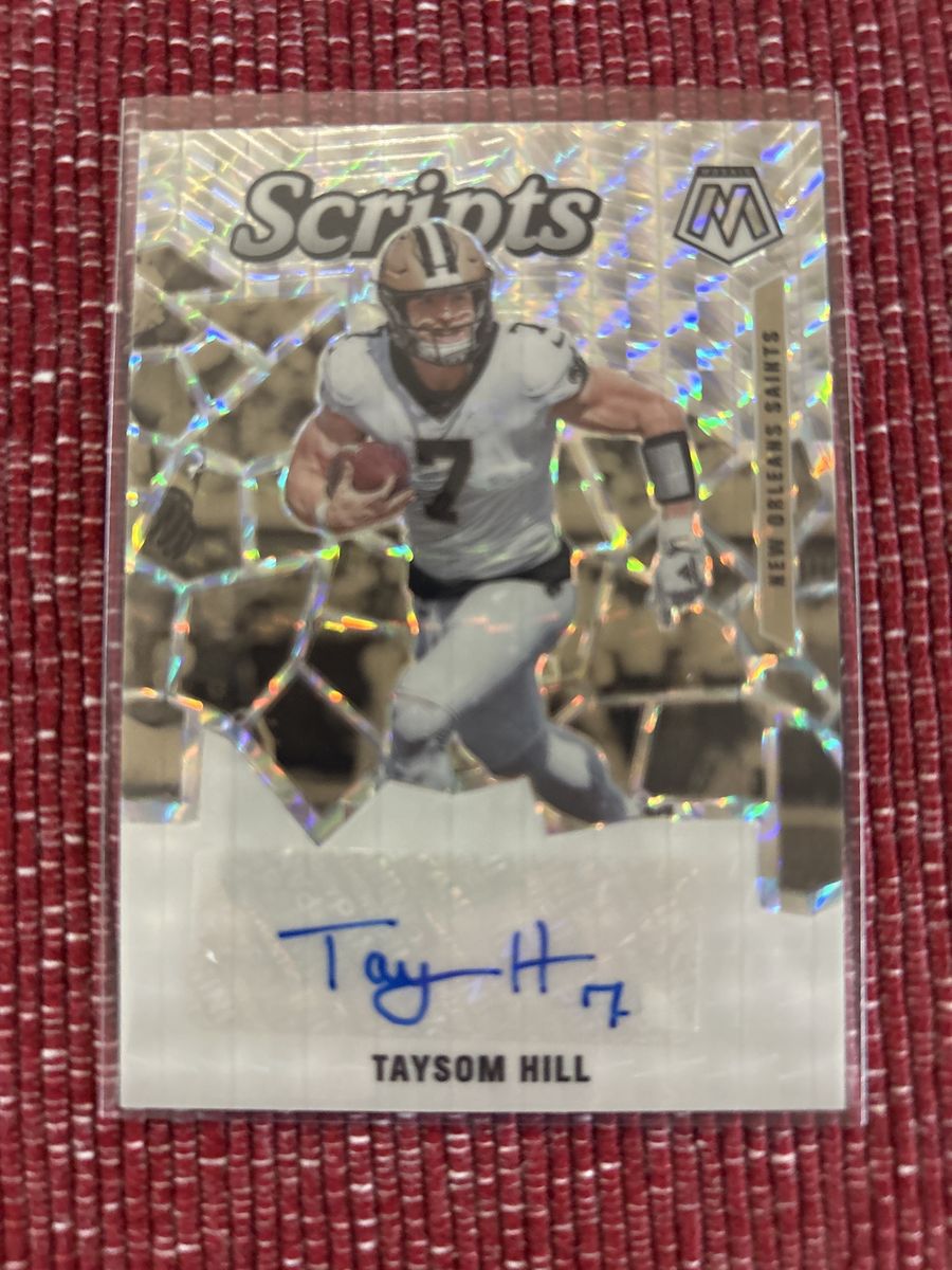 Taysom Hill 2021 Panini Mosaic Scripts Autograph New Orleans Saints Football Card BYU Cougars Hand Signed Certified Auto