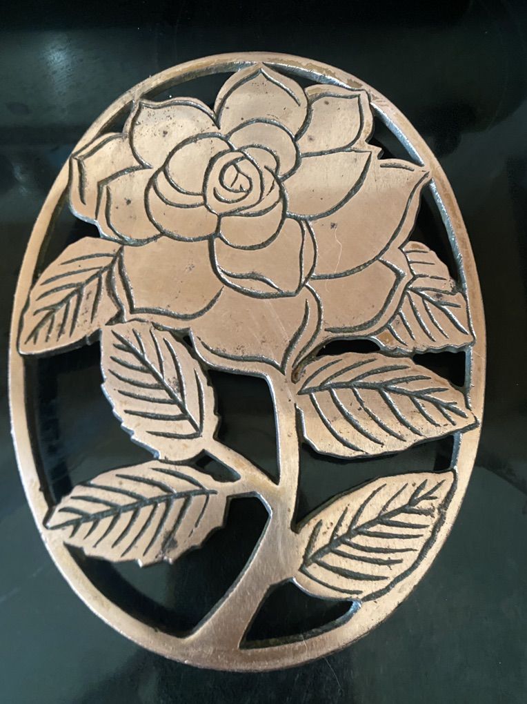 Vintage Old Dutch Design Rose Trivet
