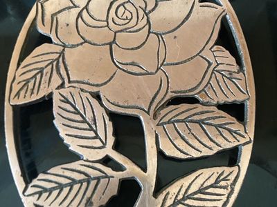 Vintage Old Dutch Design Rose Trivet