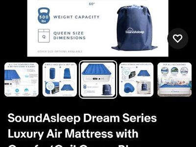 SoundAsleep Dream Series Luxury ComfortCoil Queen Air Mattress, Blue, 500lb Capacity