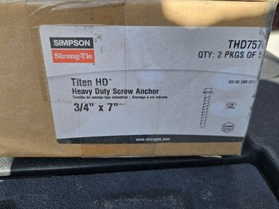 Simpson Strong-Tie THD75700H Titen HD Heavy Duty Screw Anchor 3/4" x 7" 10 boxes of (2 packs of 5)