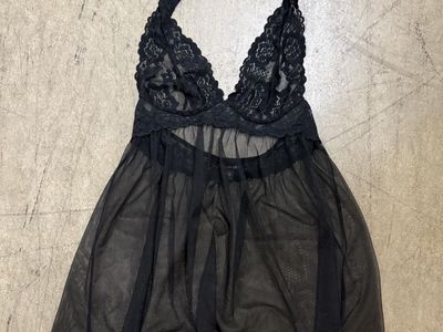 Victoria's Secret Black Lace Halter Babydoll Lingerie Small