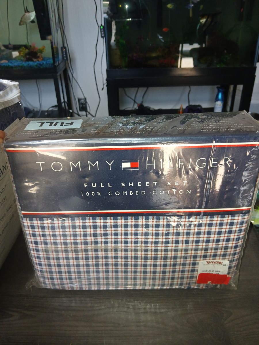 Tommy Hilfiger Full Sheet Set - 100% Combed Cotton, Plaid Design-Section A