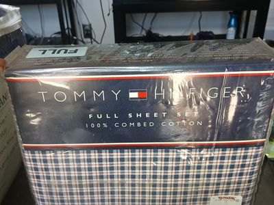 Tommy Hilfiger Full Sheet Set - 100% Combed Cotton, Plaid Design-Section A